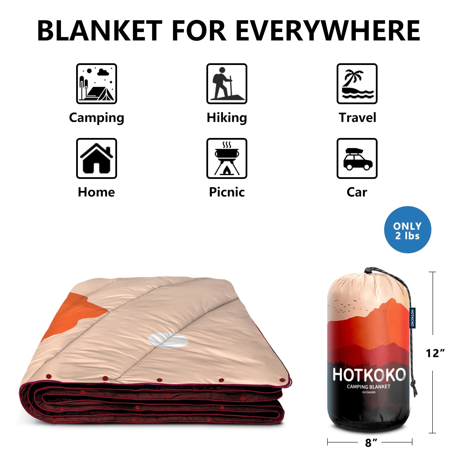 Hotkoko Outdoor Blanket Pillow Bundle - HOTKOKO